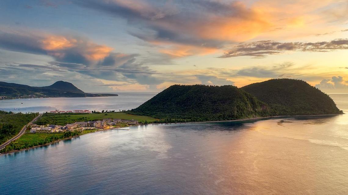 Dominica resort at sunset