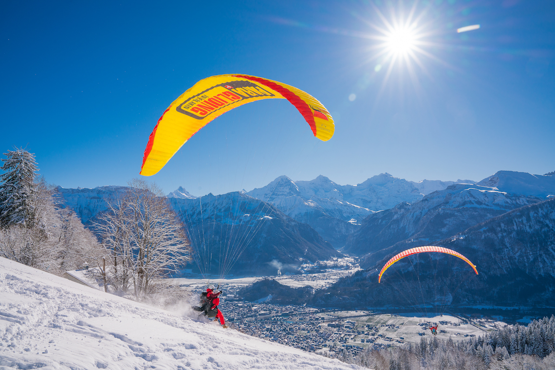 Paragliding winter adventure in Switzerland