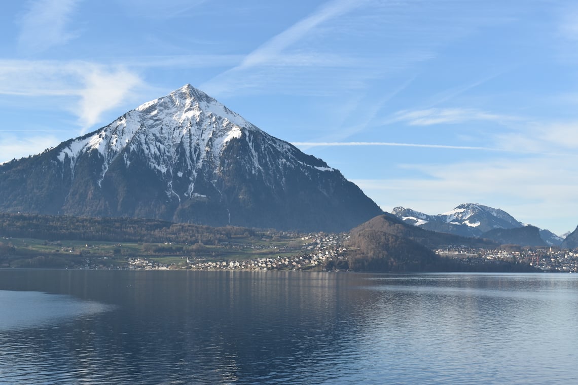 Views of Niesen, 2362m, across Lake Thun (1)