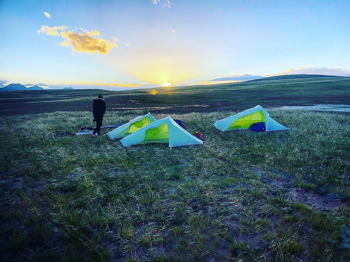 Tents at sunset, Ash Dykes mission yangtze