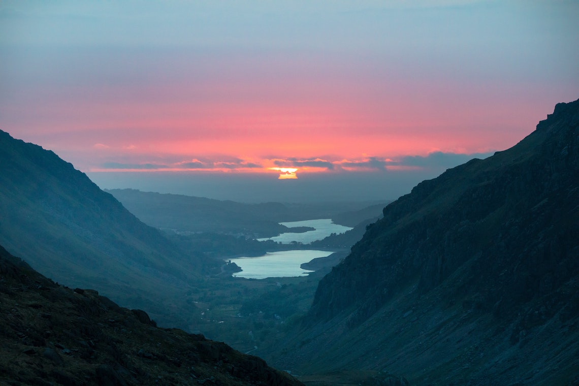 mount snowdon at sunset