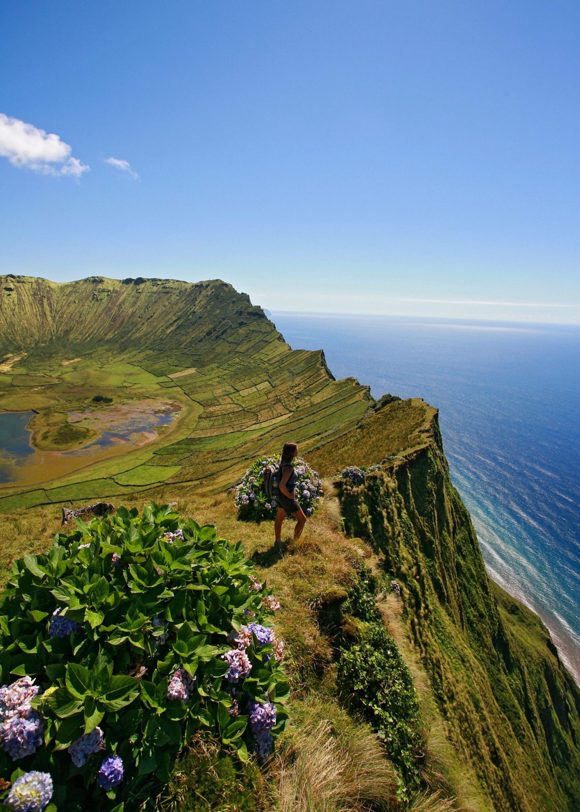 Hiking coastal trails in the Azores