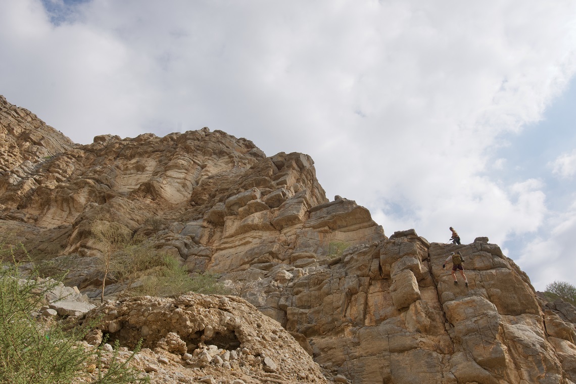 Abseiling down the 40m wall of the wadi
