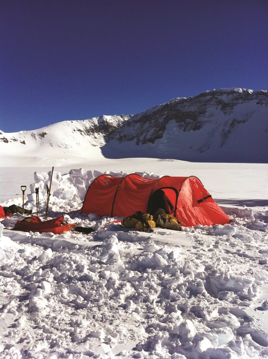 Camping in the crater of Mount Sidley.