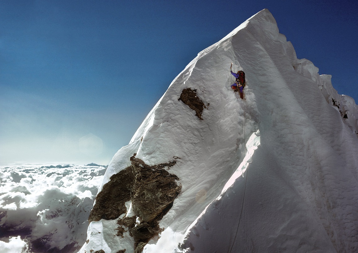 Climbing the last section on Mount Everest