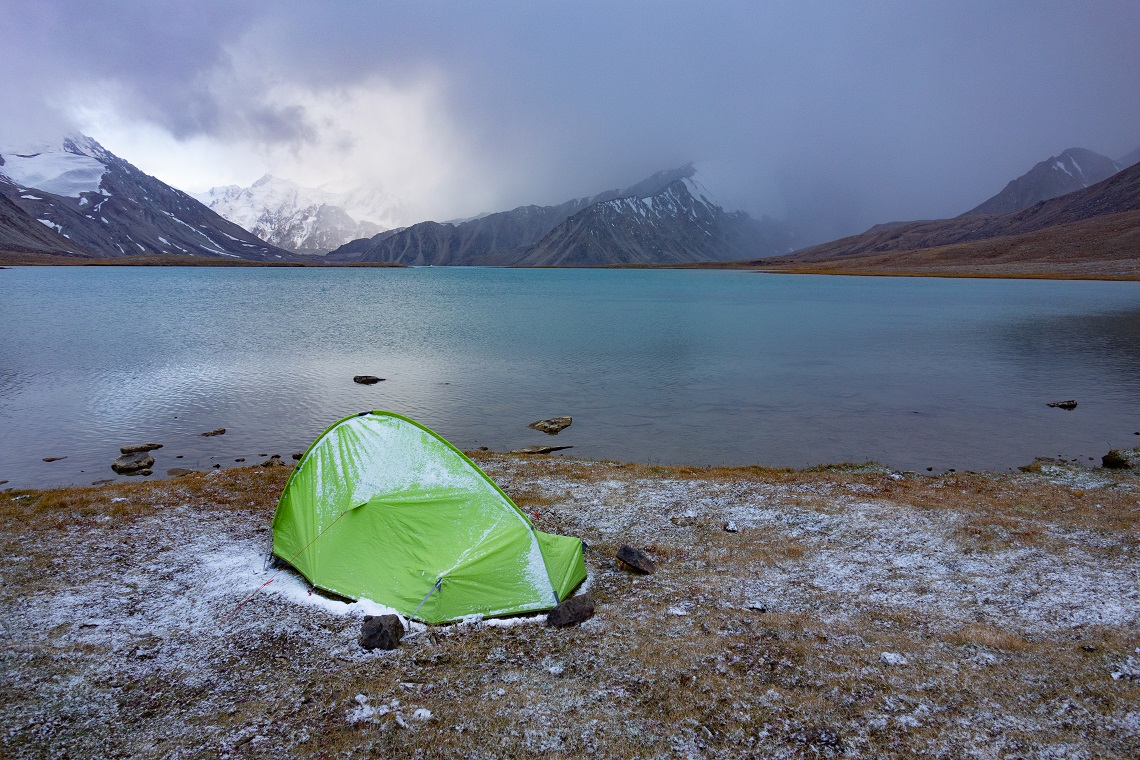 Cold comfort even in early September, Jan was de icng his tent