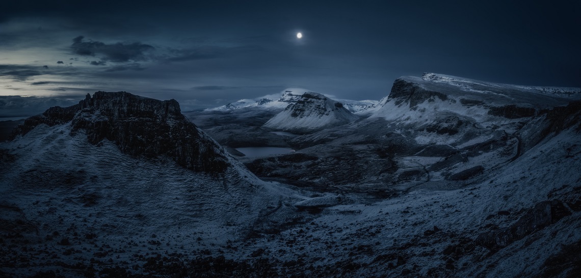 RAMTEID GOZREH Moon over Quiraing Isle of Skye, Scotland