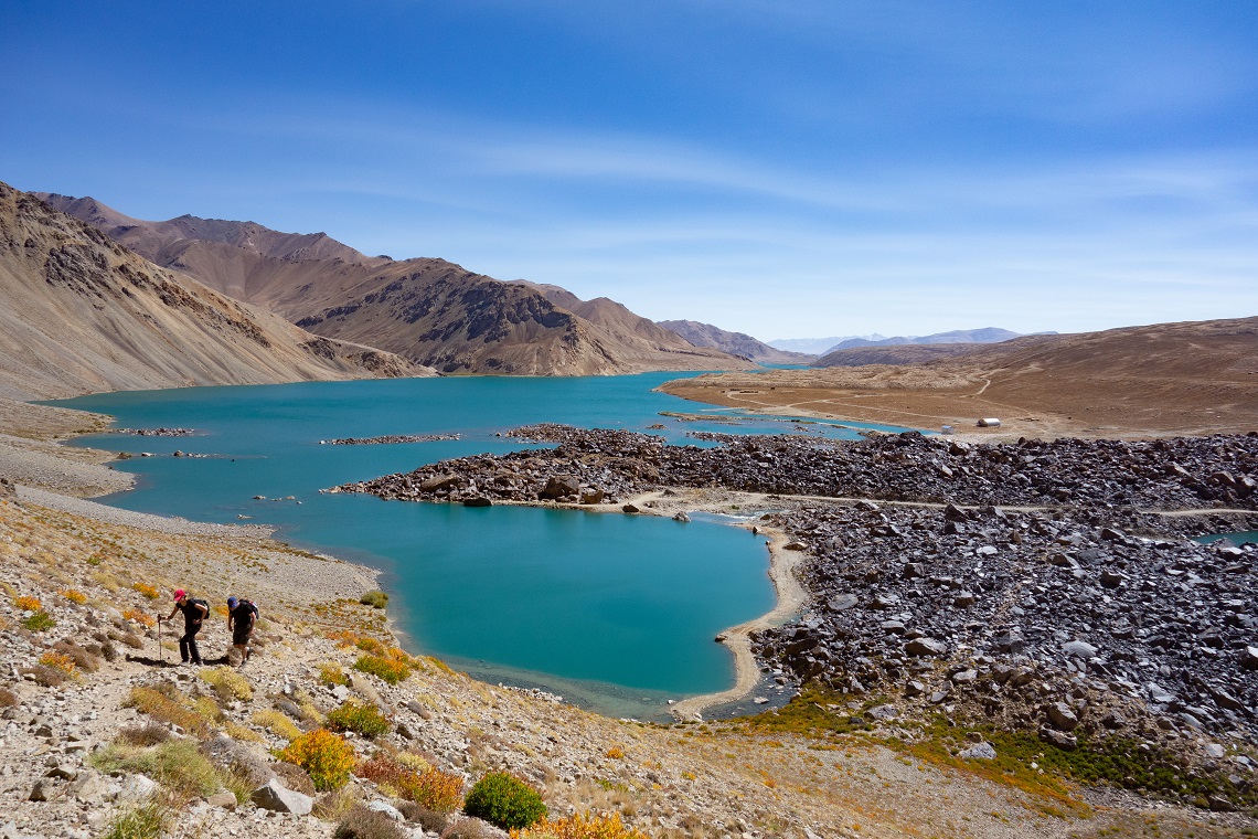 The tranquil turquoise waters of Yashilkul Lake