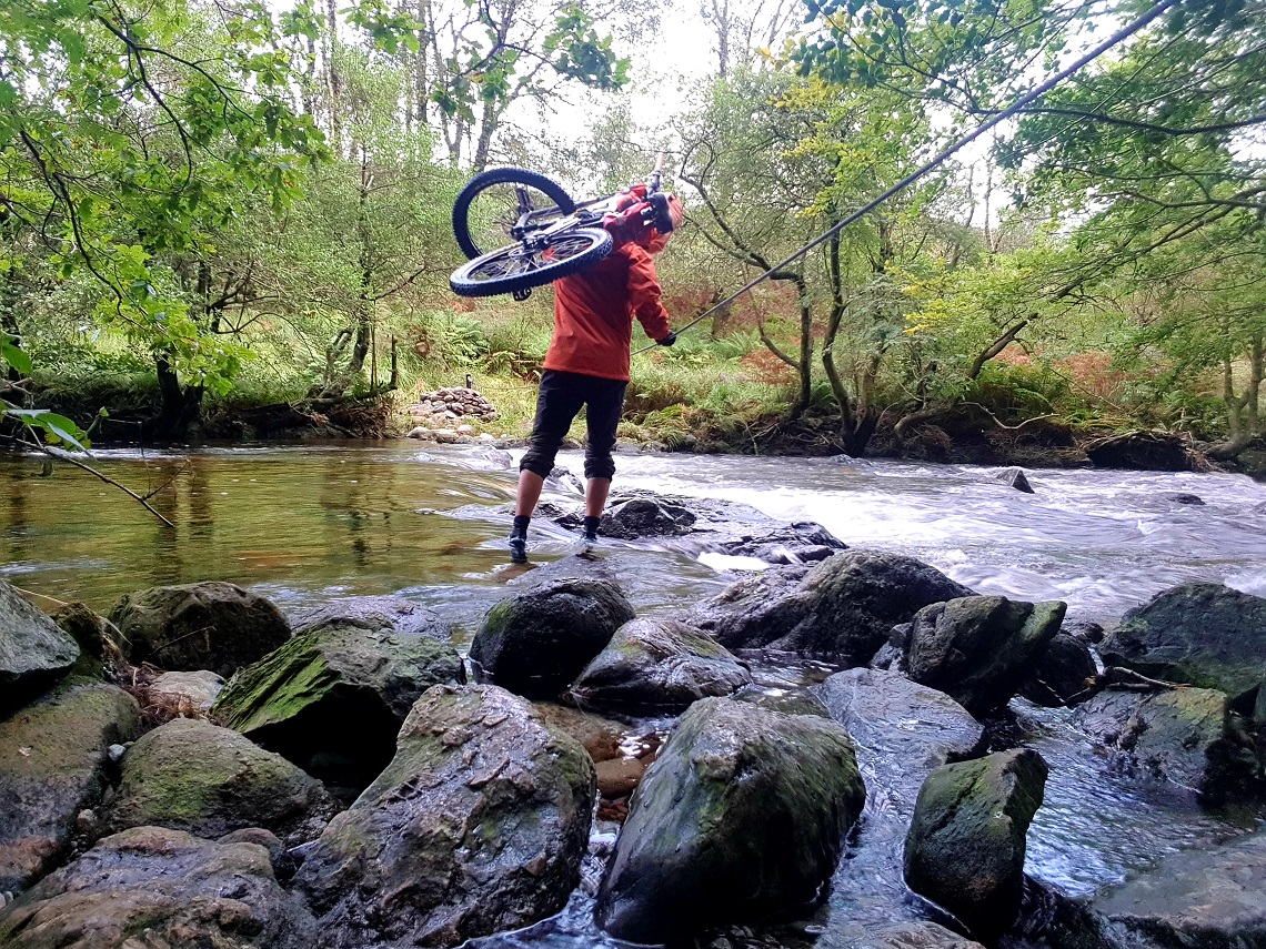 Day 23 - river crossing near Seathwaite called Stepping Stones (Very deep and treacherous, had to hold onto chain for support)