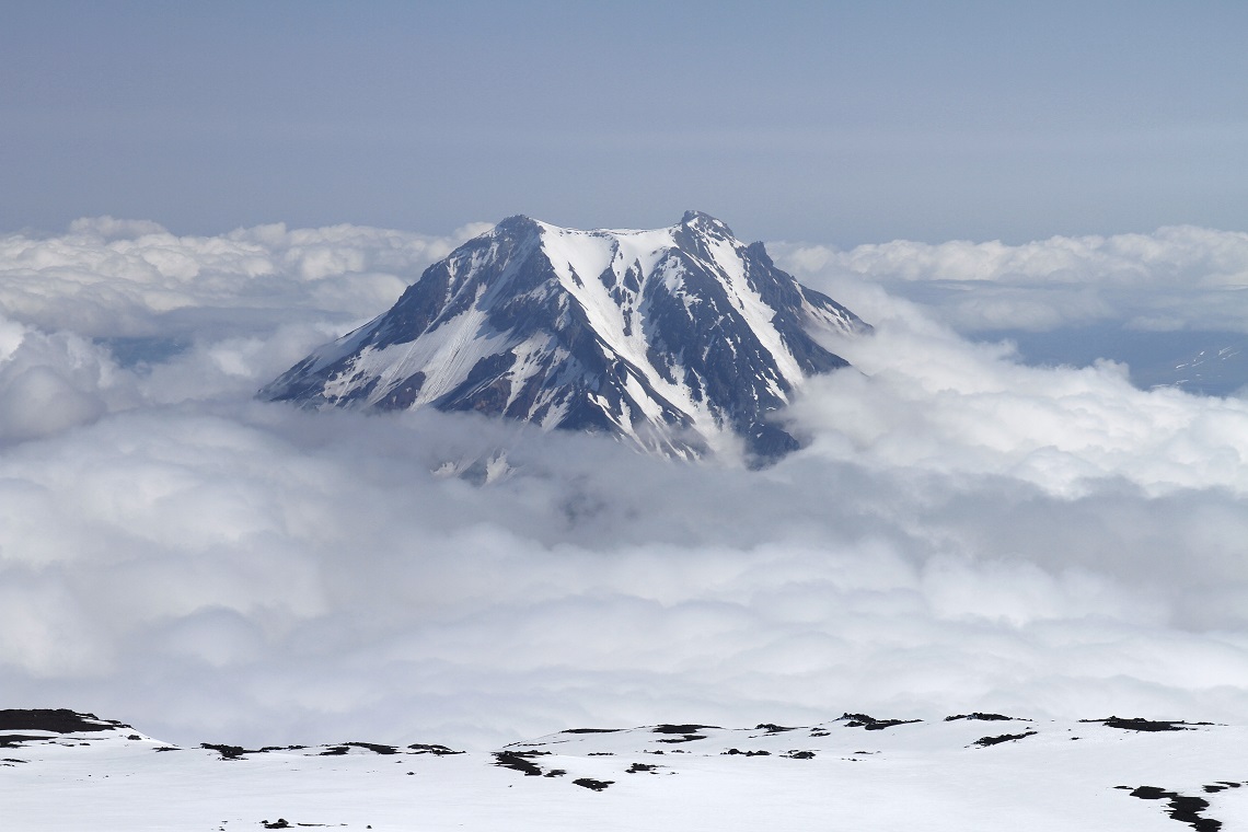 Clouds building around Udina from Tolbachik volcano, Kamchatka, Russia