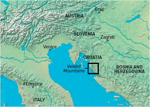 Velebit Mountains Location