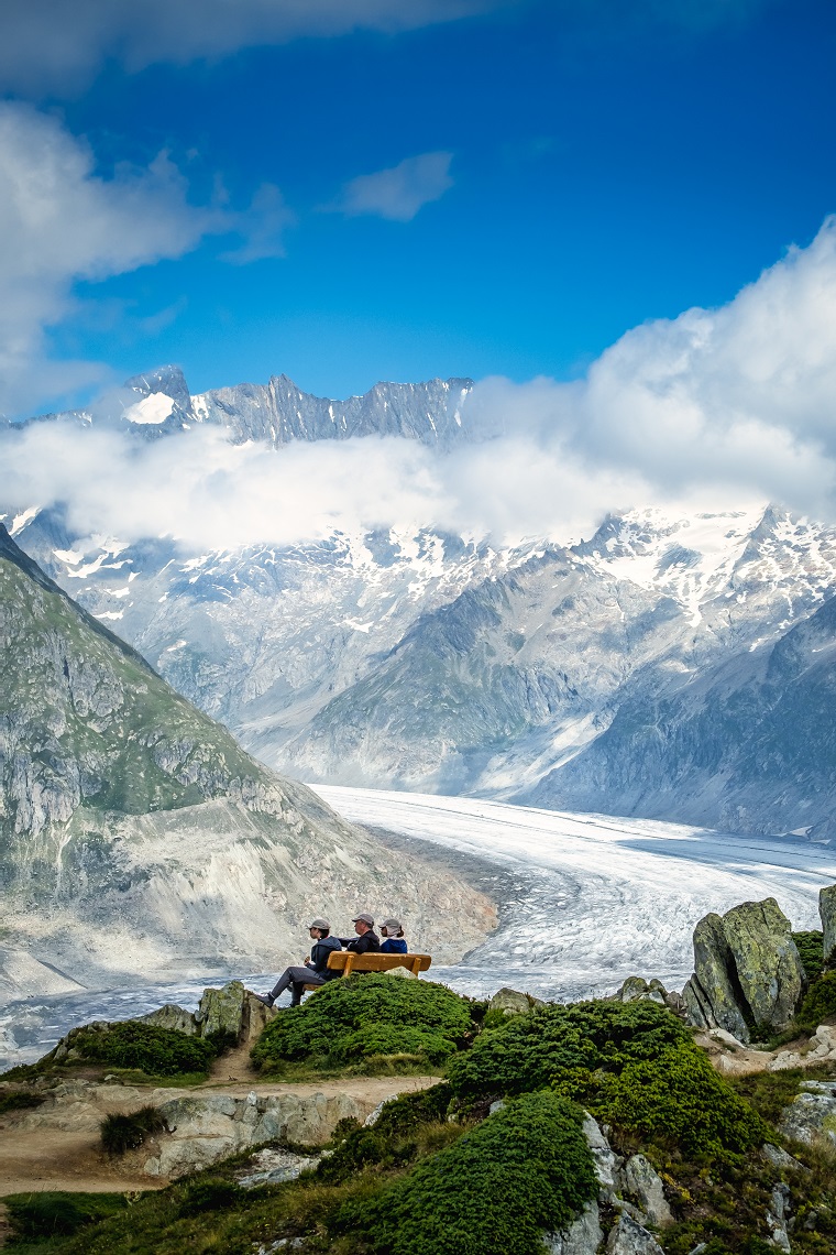 Bench watching glacier portrait