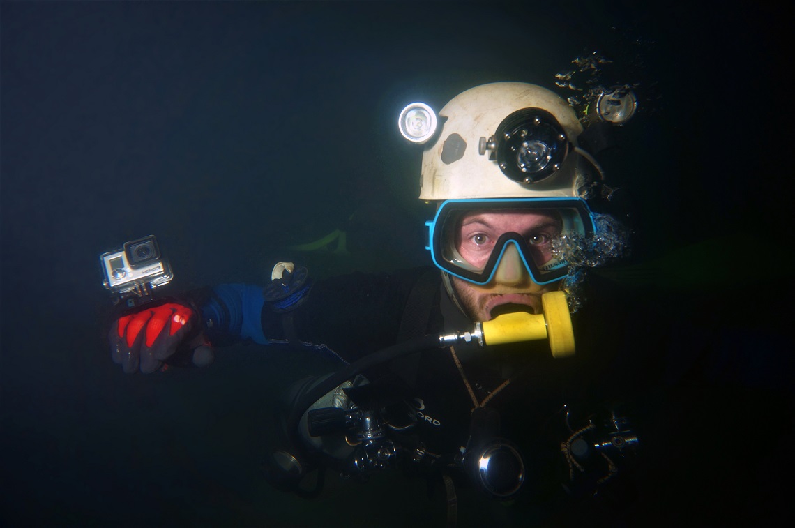 Diving during the Cueva de la Pena Colorada