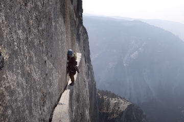 hike in yosemite along Thank God Ledge