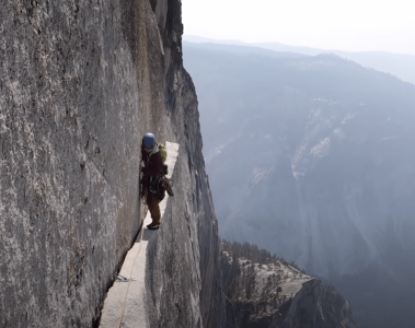 hike in yosemite along Thank God Ledge