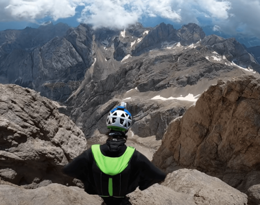 wingsuit flight over the dolomites