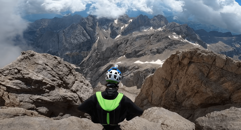 wingsuit flight over the dolomites