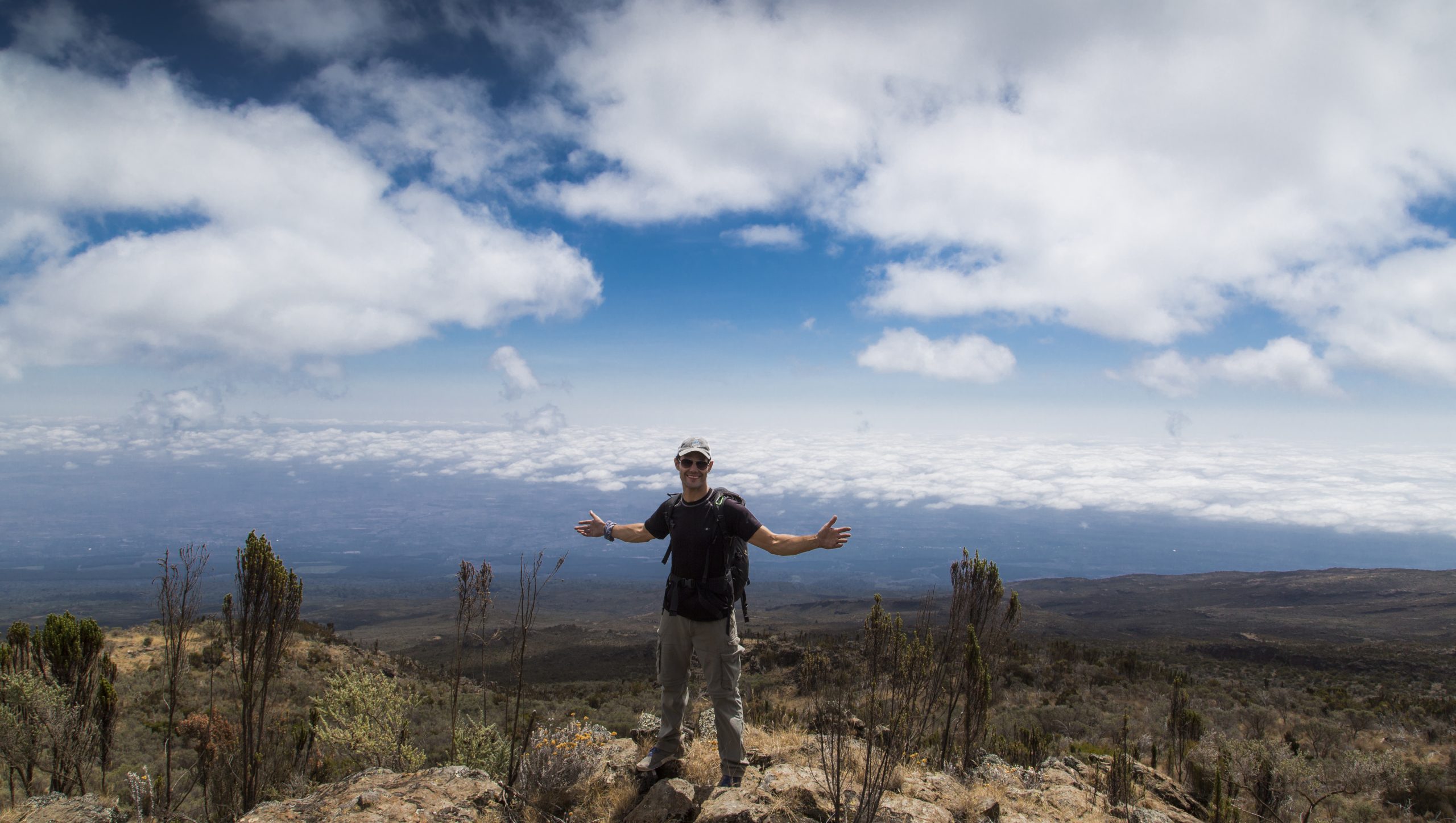 Elia in front of a mountain