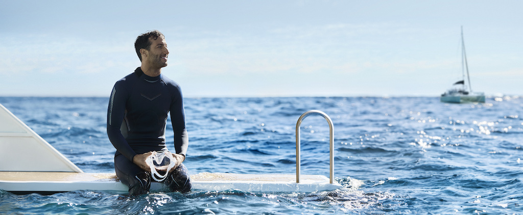 Daniel Ricciardo on a boat